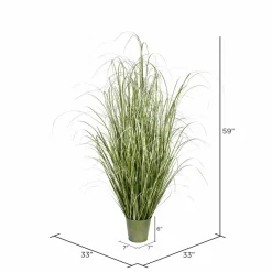 Artificial Native Green Grass in Iron Pot