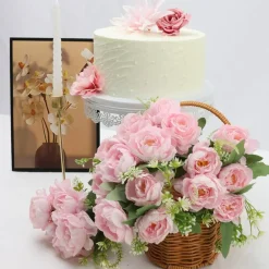 Artificial Pink Peony Flowers 12 Bundles Silk Faux Peony Bouquet, Realistic Fake Flowers for Wedding Centerpieces, Home Decor, Table Arrangements & DIY Floral Decorations