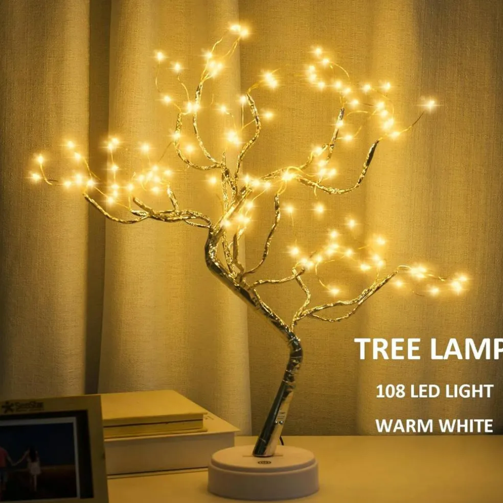 20" Artificial Tabletop Bonsai Tree Light Lamp - 108 LED (Warm White)