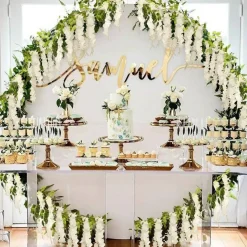 Artificial Wisteria Garland 2 Pack, 7.2FT Silk Hanging Wisteria Flower Vines, White Faux Floral Vine for Wedding Arch, Ceiling, Garden, Party, Home Indoor Outdoor Decoration