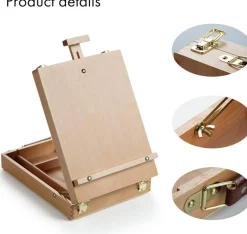 ARTIFY Adjustable Beechwood Tabletop Painting Easel, Table Sketch Box Easel, Desktop Artist Easel for Drawing (Easel Box)