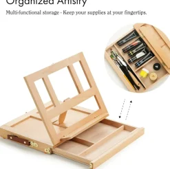 ARTIFY Portable Wooden Tabletop Art Easel for Painting Canvases, Drawing and Sketching, for Artists, Children, Beginners & Student