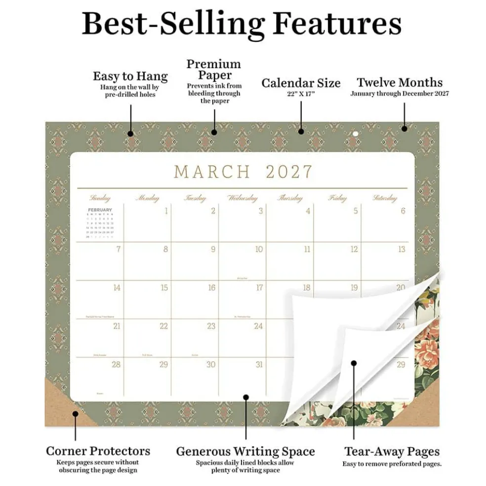 2027 Artisan Legacy Large Desk Pad Monthly Blotter Calendar