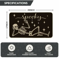 Artoid Mode Spooky Skeleton Spider Bone Black Halloween Doormat, Home Decor Low-Profile Switch Rug Door Mat Floor Mat for Indoor Outdoor 17x29 Inch