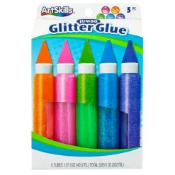 ArtSkills® Jumbo 5 Color Neon Glitter Glue Pens