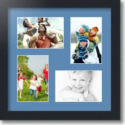 ArtToFrames Collage Photo Picture Frame with 4 - 4x6 inch Openings, Framed in Black with Over 62 Mat Color Options and Regular Glass (CSM-3926-178)