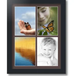 ArtToFrames Collage Photo Picture Frame with 4 - 5x7 inch Openings, Framed in Black with Over 62 Mat Color Options and Regular Glass (CSM-3926-2153)