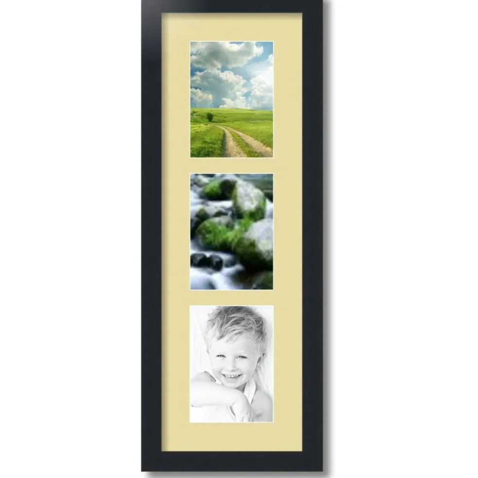 ArtToFrames Collage Photo Picture Frame with 3 - 5x7 inch Openings, Framed in Black with Over 62 Mat Color Options and Plexi Glass (CSM-3926-138)