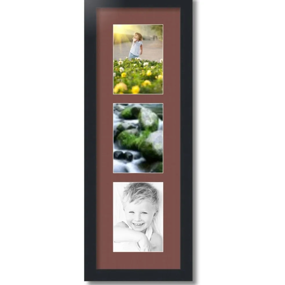 ArtToFrames Collage Photo Picture Frame with 3 - 5x7 inch Openings, Framed in Black with Over 62 Mat Color Options and Plexi Glass (CSM-3926-138)