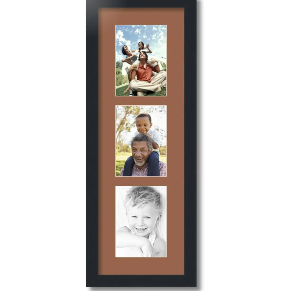 ArtToFrames Collage Photo Picture Frame with 3 - 5x7 inch Openings, Framed in Black with Over 62 Mat Color Options and Plexi Glass (CSM-3926-138)