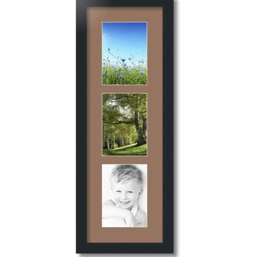 ArtToFrames Collage Photo Picture Frame with 3 - 5x7 inch Openings, Framed in Black with Over 62 Mat Color Options and Plexi Glass (CSM-3926-138)