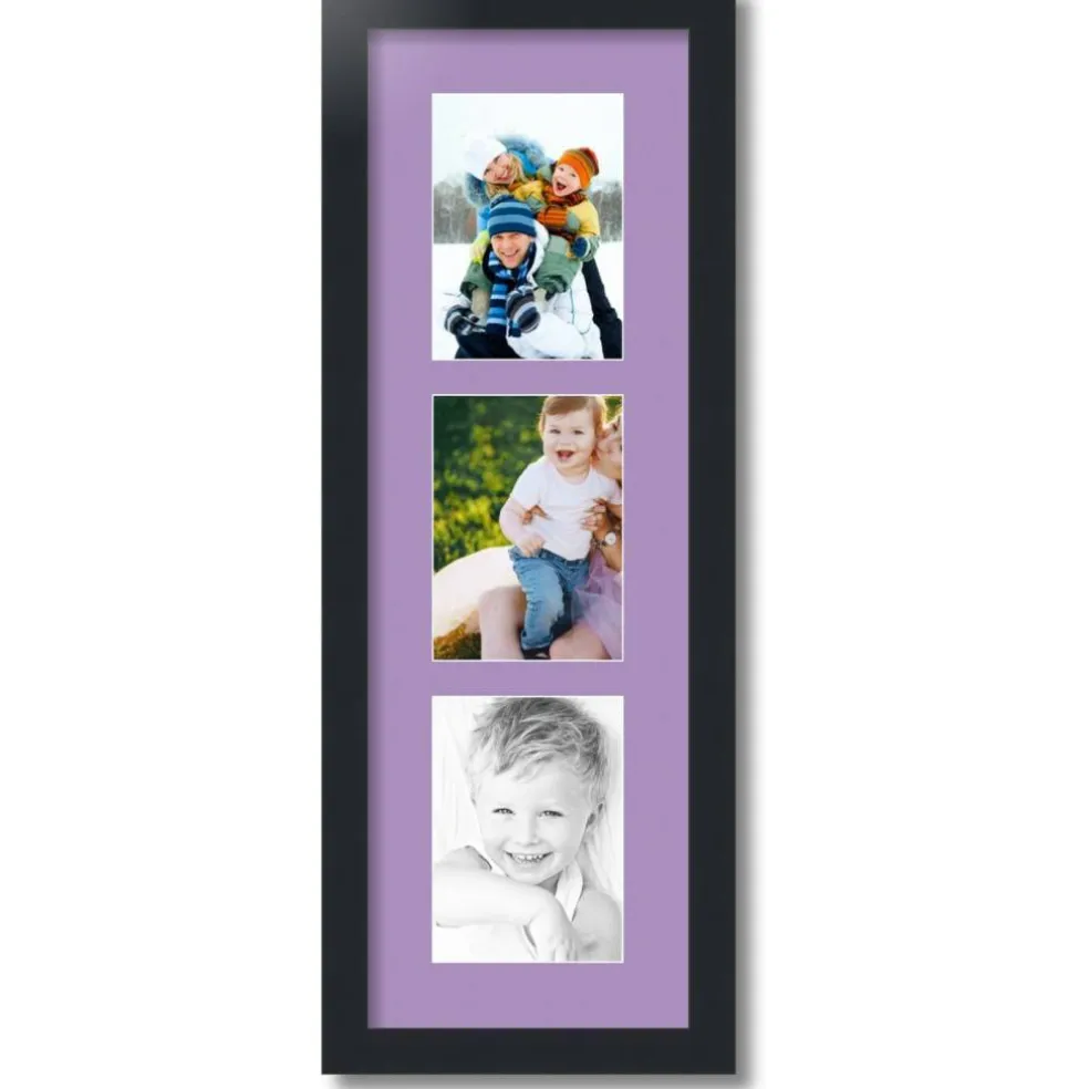 ArtToFrames Collage Photo Picture Frame with 3 - 5x7 inch Openings, Framed in Black with Over 62 Mat Color Options and Plexi Glass (CSM-3926-138)