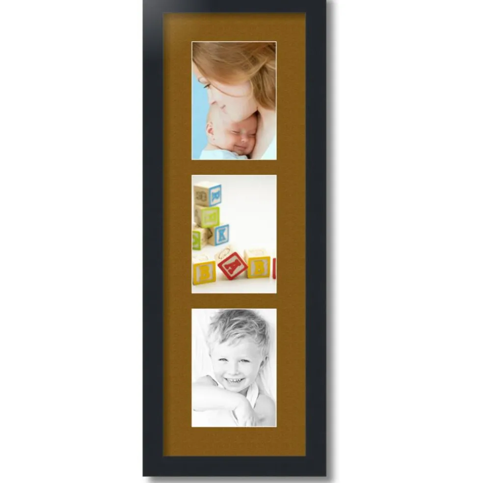 ArtToFrames Collage Photo Picture Frame with 3 - 5x7 inch Openings, Framed in Black with Over 62 Mat Color Options and Plexi Glass (CSM-3926-138)