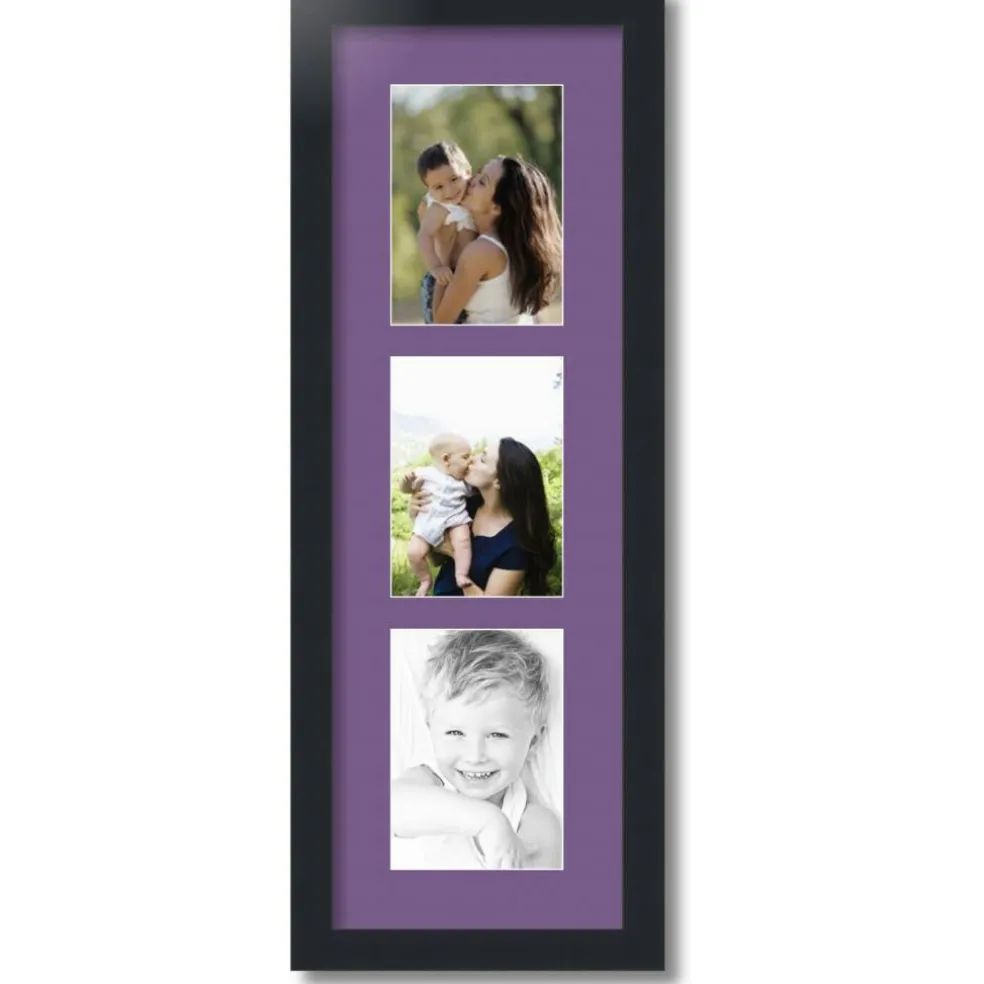 ArtToFrames Collage Photo Picture Frame with 3 - 5x7 inch Openings, Framed in Black with Over 62 Mat Color Options and Plexi Glass (CSM-3926-138)