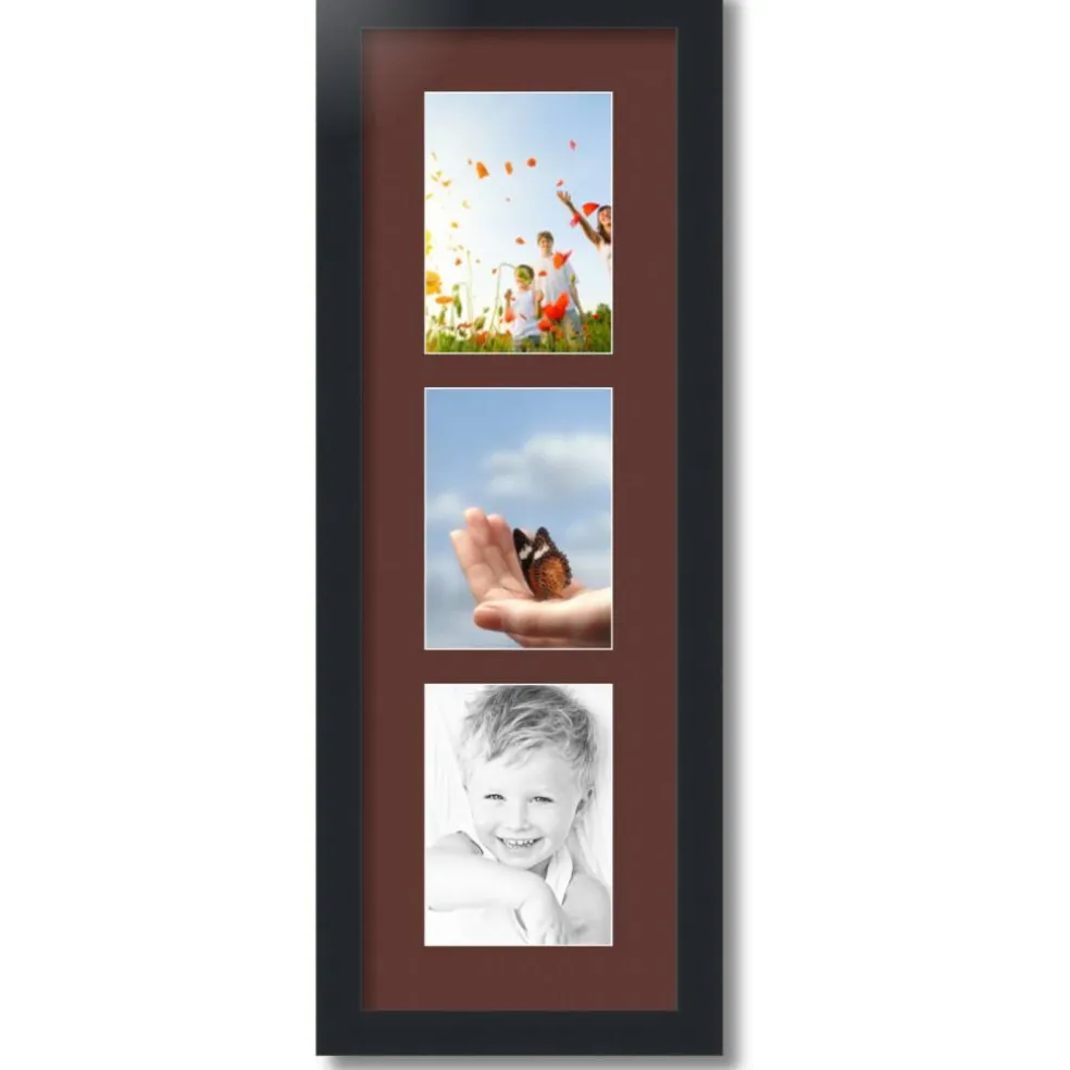 ArtToFrames Collage Photo Picture Frame with 3 - 5x7 inch Openings, Framed in Black with Over 62 Mat Color Options and Plexi Glass (CSM-3926-138)