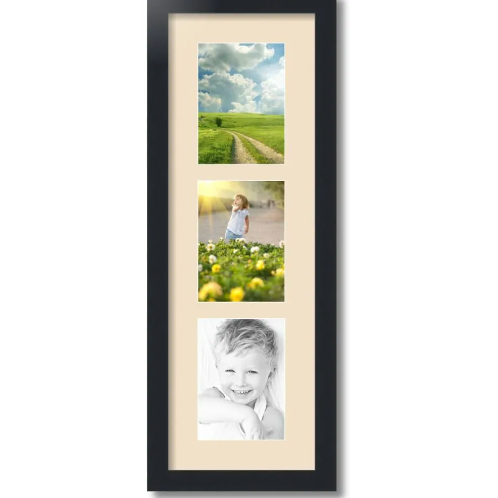 ArtToFrames Collage Photo Picture Frame with 3 - 5x7 inch Openings, Framed in Black with Over 62 Mat Color Options and Plexi Glass (CSM-3926-138)