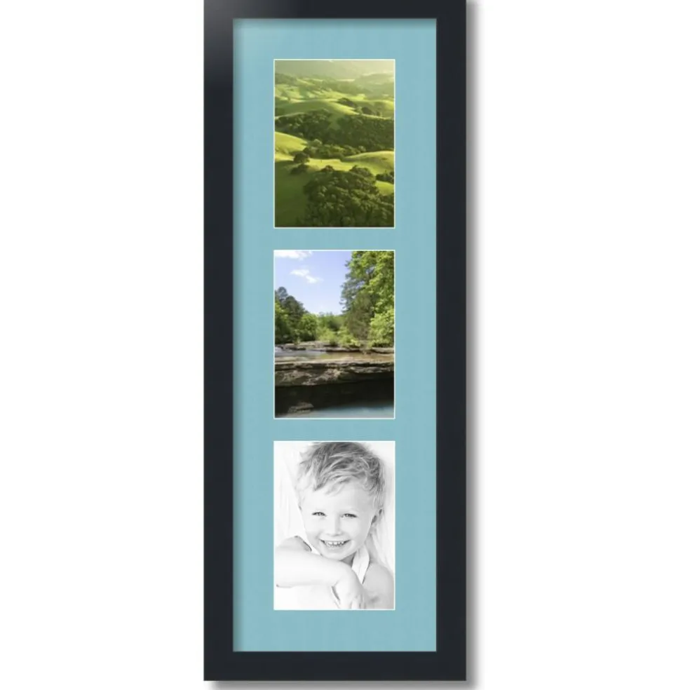 ArtToFrames Collage Photo Picture Frame with 3 - 5x7 inch Openings, Framed in Black with Over 62 Mat Color Options and Plexi Glass (CSM-3926-138)