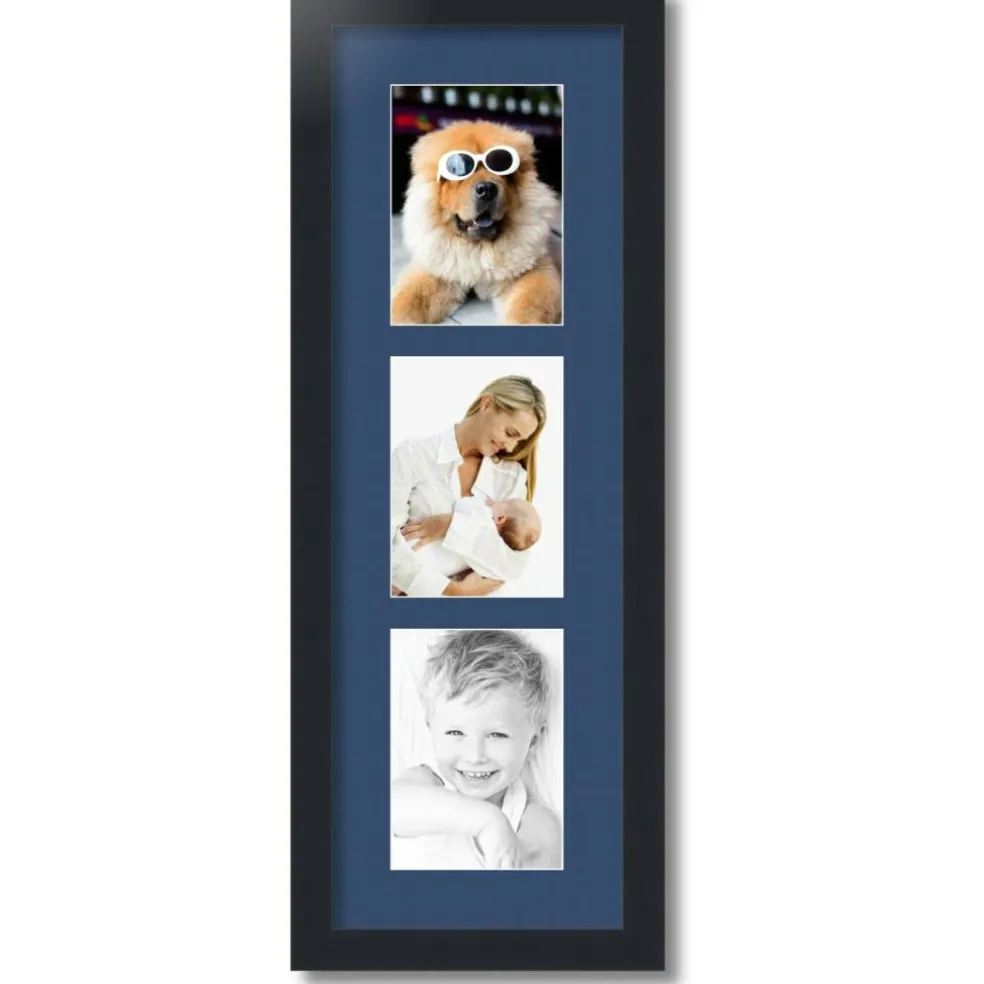 ArtToFrames Collage Photo Picture Frame with 3 - 5x7 inch Openings, Framed in Black with Over 62 Mat Color Options and Plexi Glass (CSM-3926-138)