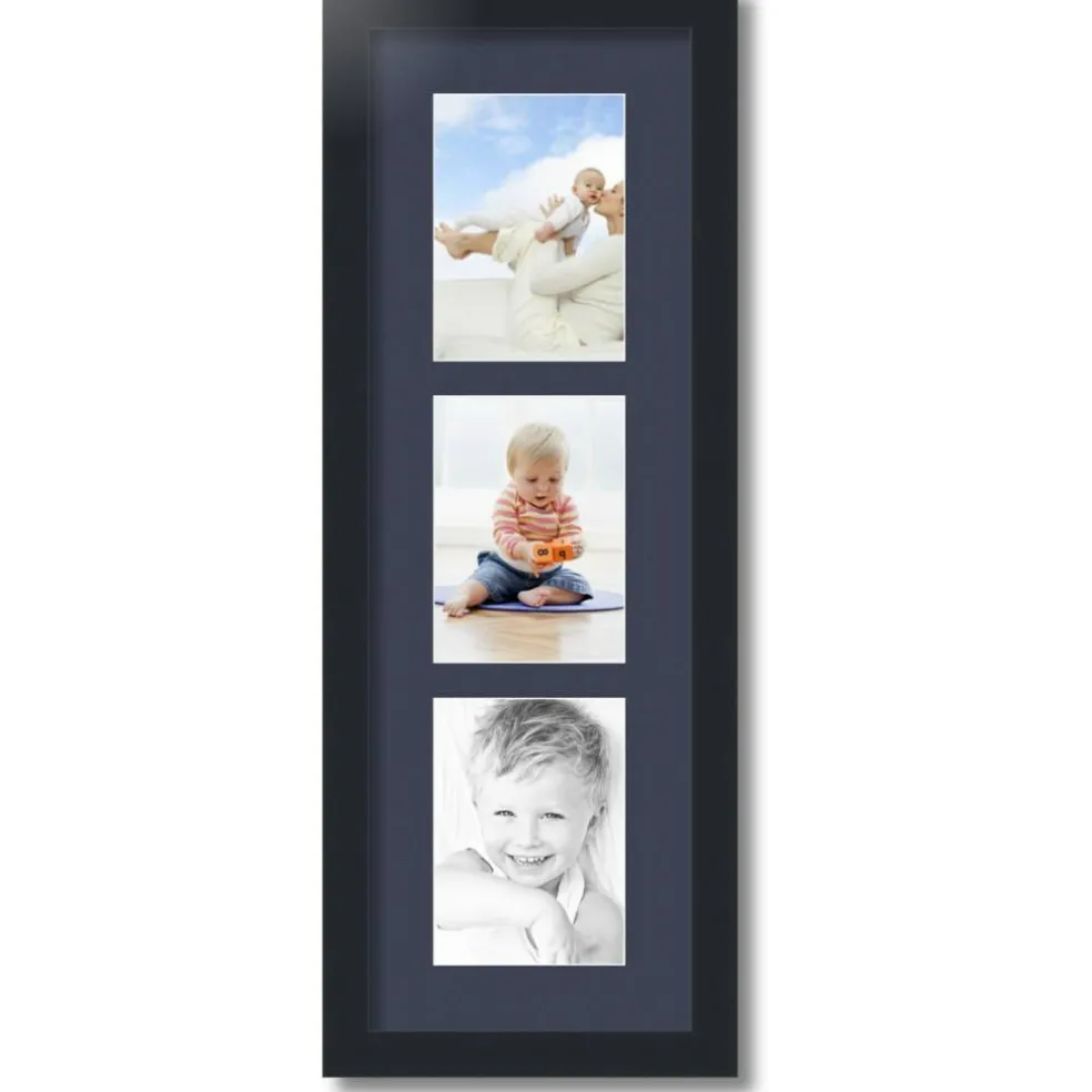 ArtToFrames Collage Photo Picture Frame with 3 - 5x7 inch Openings, Framed in Black with Over 62 Mat Color Options and Plexi Glass (CSM-3926-138)