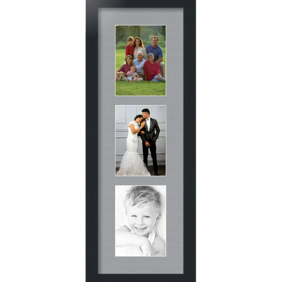 ArtToFrames Collage Photo Picture Frame with 3 - 5x7 inch Openings, Framed in Black with Over 62 Mat Color Options and Plexi Glass (CSM-3926-138)