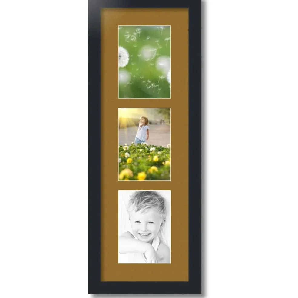 ArtToFrames Collage Photo Picture Frame with 3 - 5x7 inch Openings, Framed in Black with Over 62 Mat Color Options and Plexi Glass (CSM-3926-138)