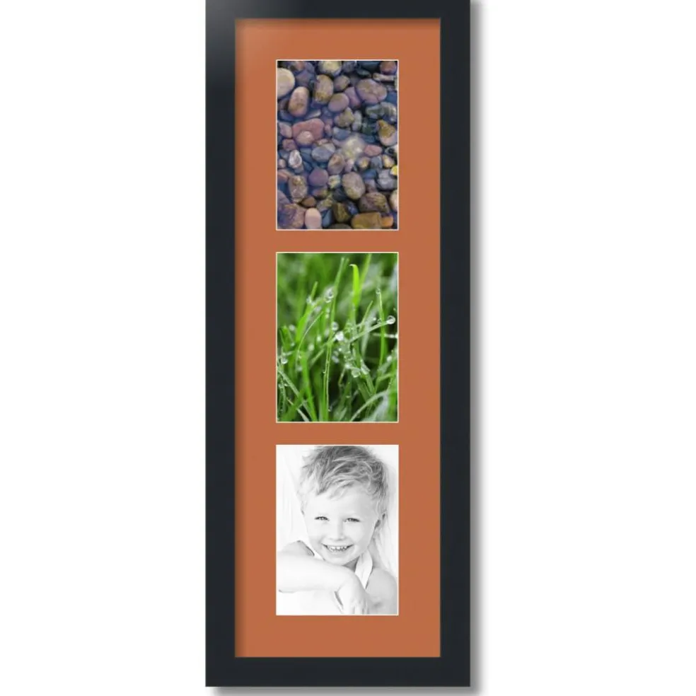 ArtToFrames Collage Photo Picture Frame with 3 - 5x7 inch Openings, Framed in Black with Over 62 Mat Color Options and Plexi Glass (CSM-3926-138)