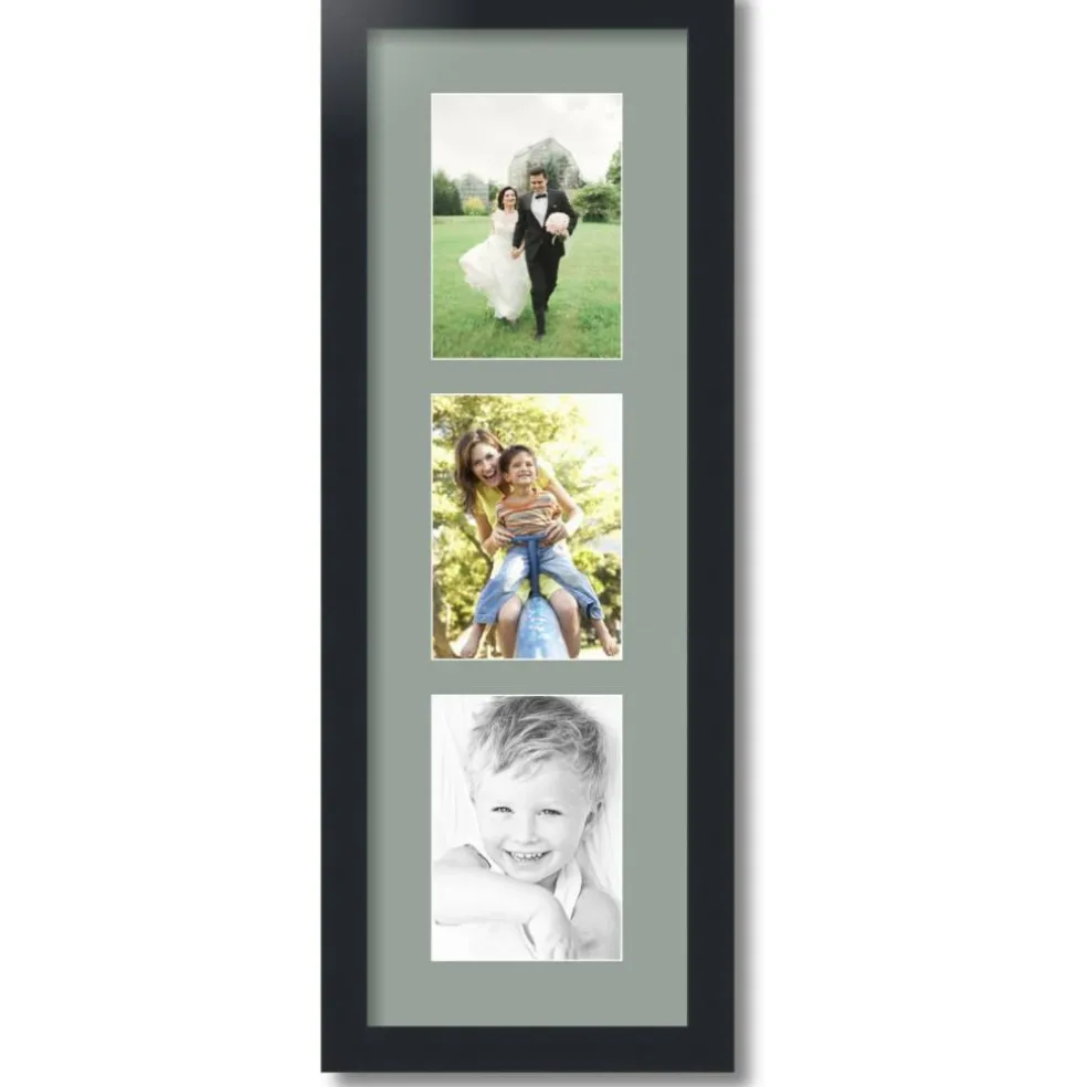 ArtToFrames Collage Photo Picture Frame with 3 - 5x7 inch Openings, Framed in Black with Over 62 Mat Color Options and Plexi Glass (CSM-3926-138)