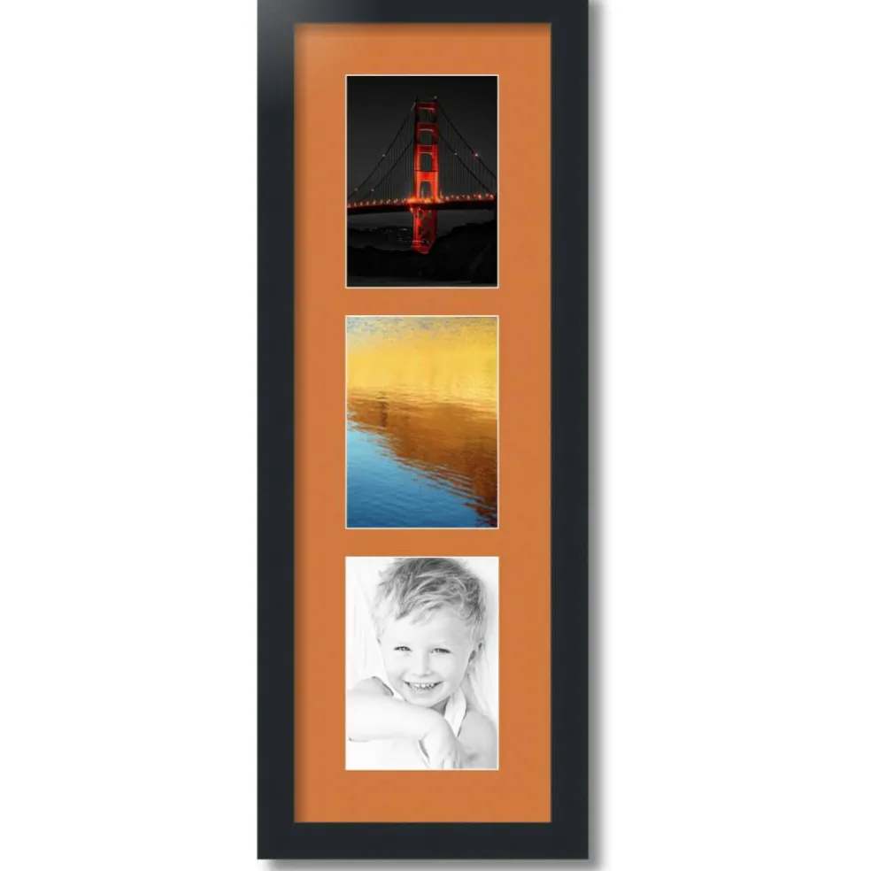ArtToFrames Collage Photo Picture Frame with 3 - 5x7 inch Openings, Framed in Black with Over 62 Mat Color Options and Plexi Glass (CSM-3926-138)