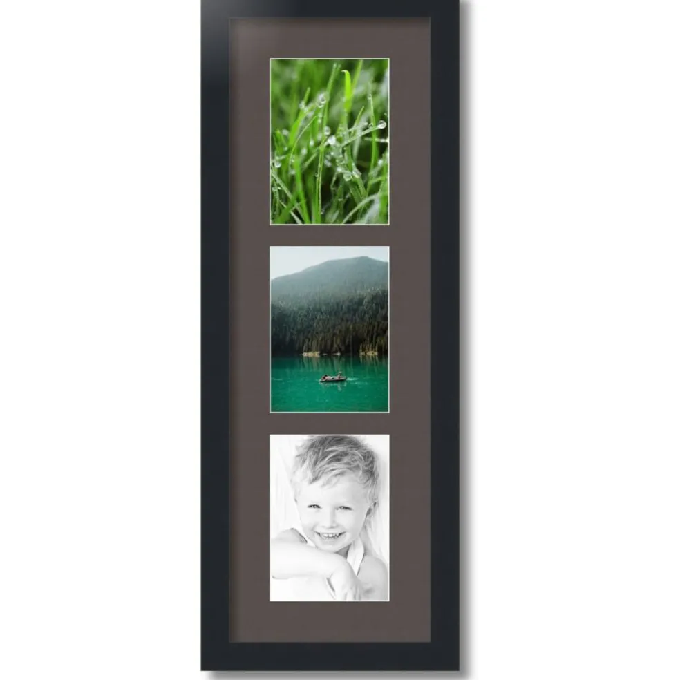 ArtToFrames Collage Photo Picture Frame with 3 - 5x7 inch Openings, Framed in Black with Over 62 Mat Color Options and Plexi Glass (CSM-3926-138)