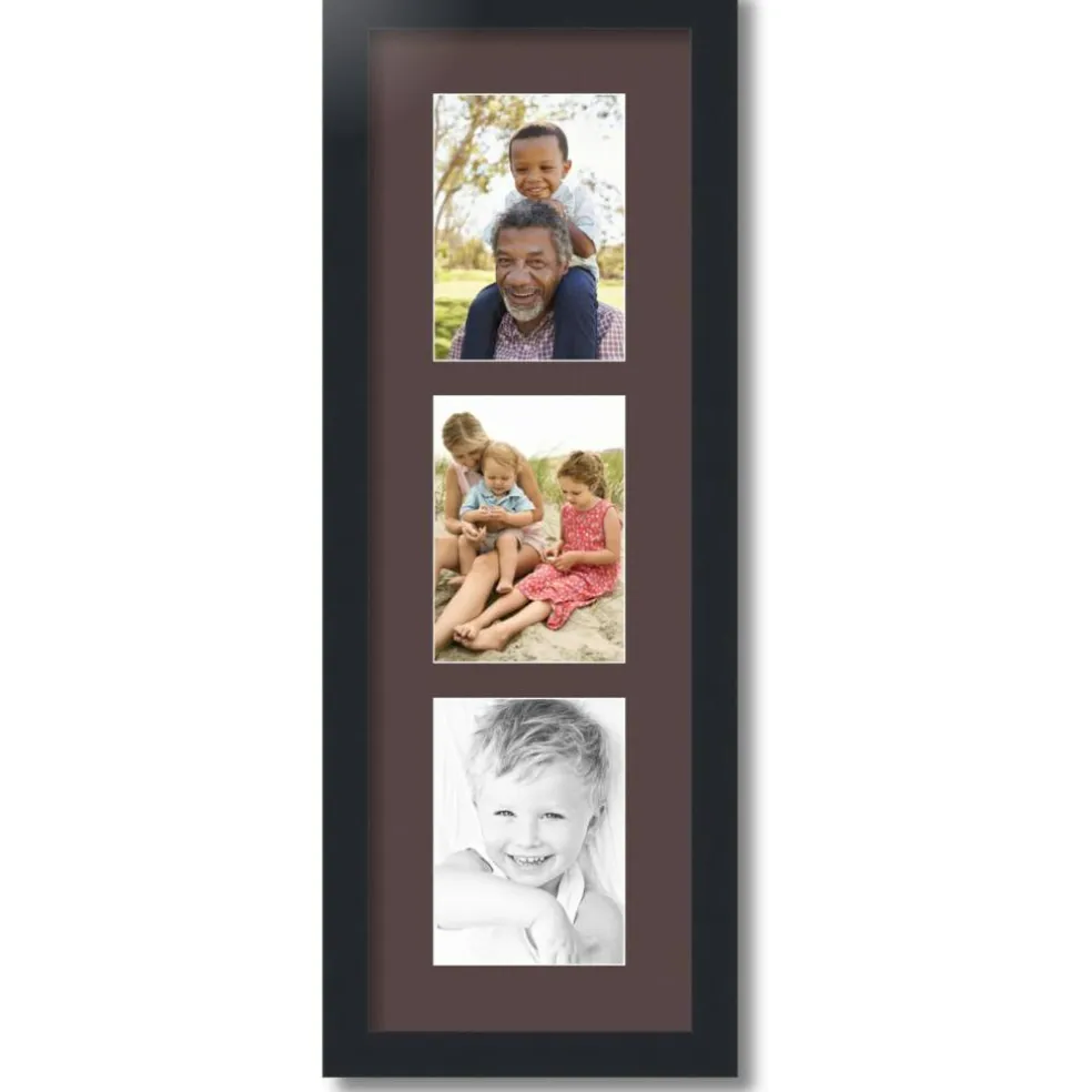 ArtToFrames Collage Photo Picture Frame with 3 - 5x7 inch Openings, Framed in Black with Over 62 Mat Color Options and Plexi Glass (CSM-3926-138)