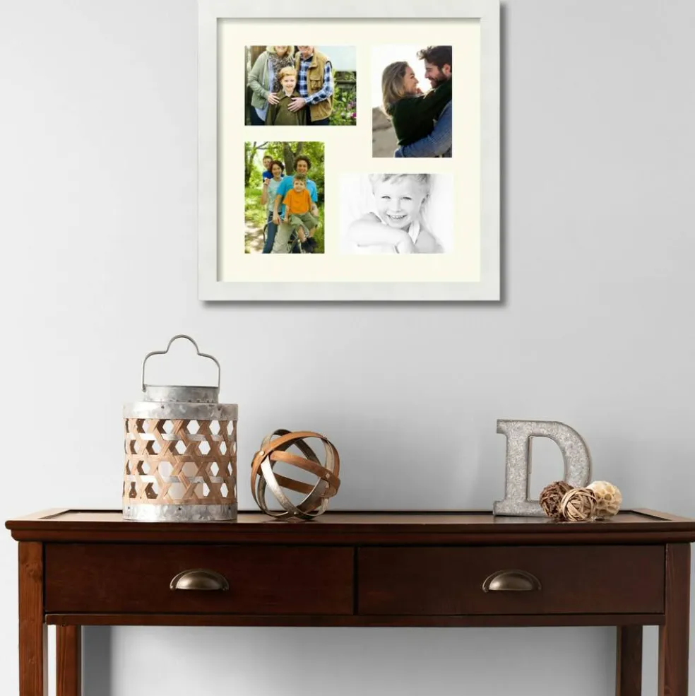 ArtToFrames Collage Photo Picture Frame with 4 - 5x7 inch Openings, Framed in White with Over 62 Mat Color Options and Plexi Glass (CSM-3966-179)