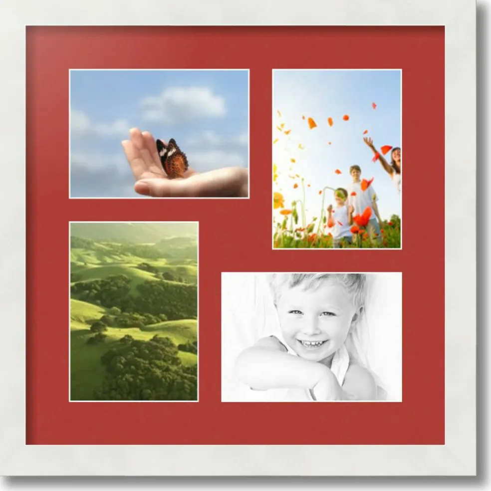 ArtToFrames Collage Photo Picture Frame with 4 - 5x7 inch Openings, Framed in White with Over 62 Mat Color Options and Plexi Glass (CSM-3966-179)