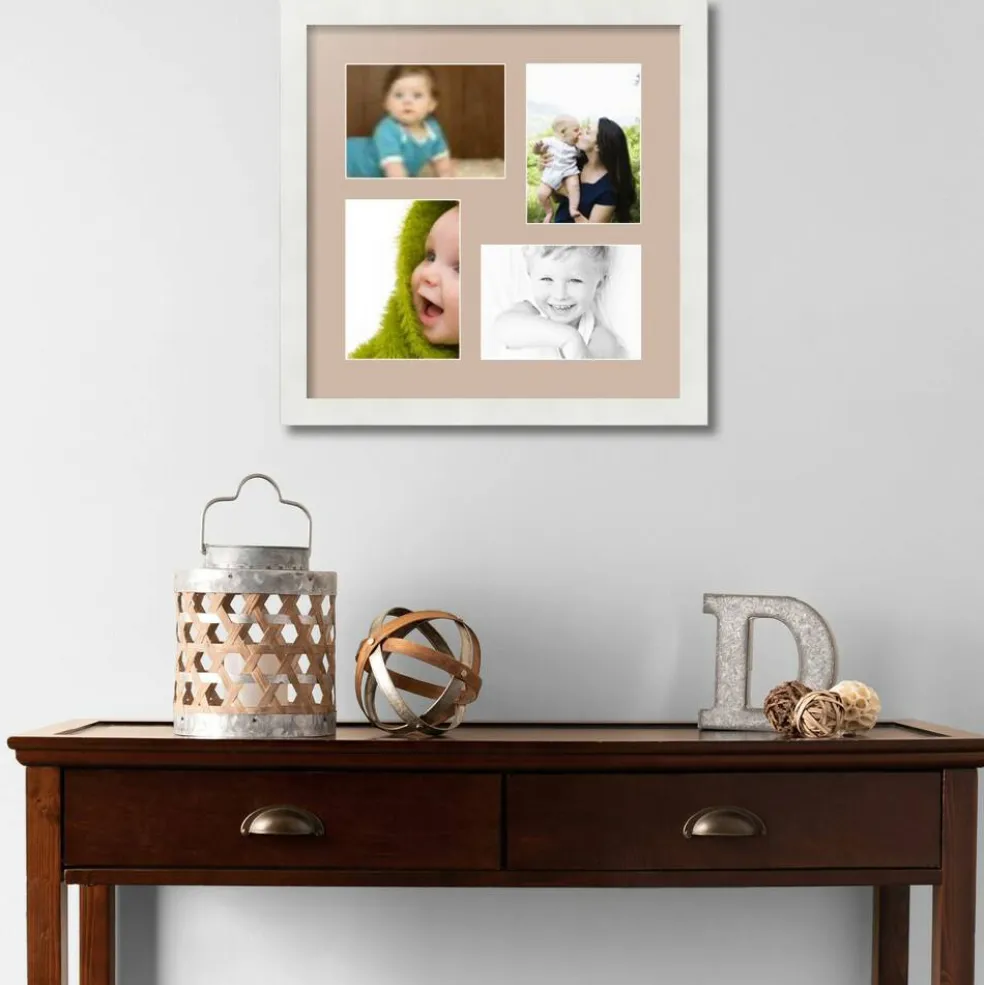 ArtToFrames Collage Photo Picture Frame with 4 - 5x7 inch Openings, Framed in White with Over 62 Mat Color Options and Plexi Glass (CSM-3966-179)