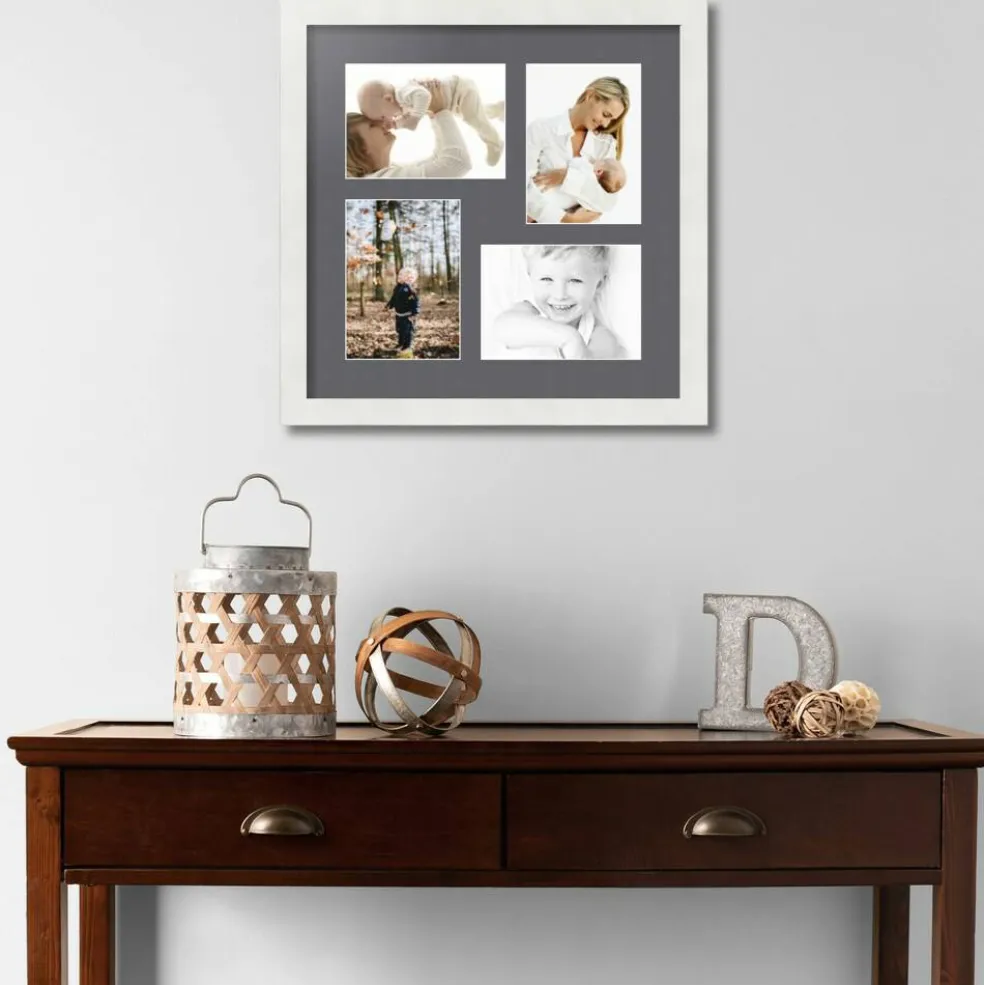 ArtToFrames Collage Photo Picture Frame with 4 - 5x7 inch Openings, Framed in White with Over 62 Mat Color Options and Plexi Glass (CSM-3966-179)