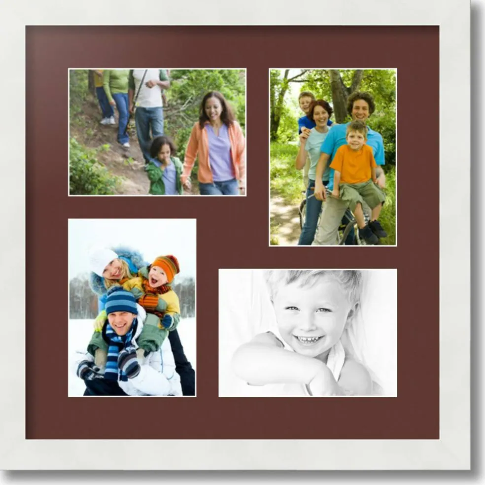 ArtToFrames Collage Photo Picture Frame with 4 - 5x7 inch Openings, Framed in White with Over 62 Mat Color Options and Plexi Glass (CSM-3966-179)