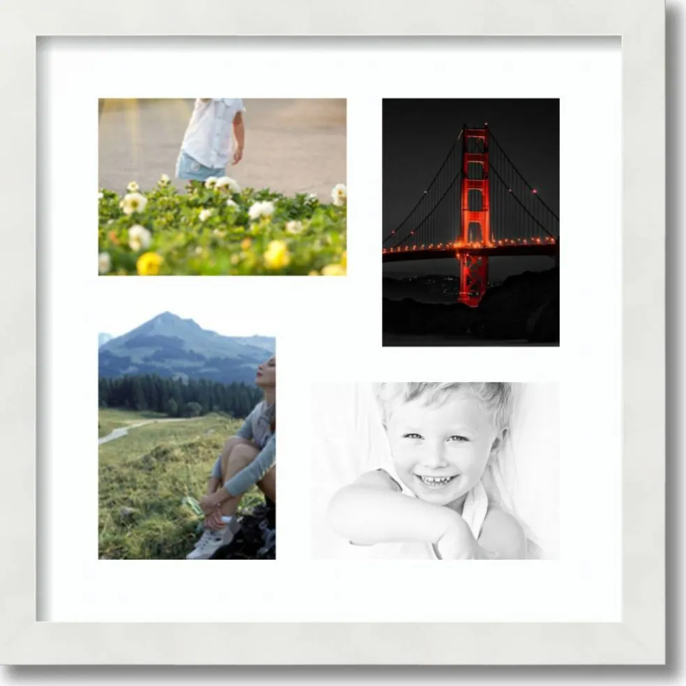 ArtToFrames Collage Photo Picture Frame with 4 - 5x7 inch Openings, Framed in White with Over 62 Mat Color Options and Plexi Glass (CSM-3966-179)
