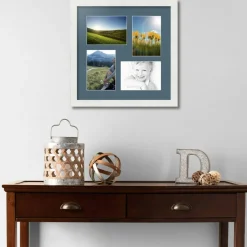 ArtToFrames Collage Photo Picture Frame with 4 - 5x7 inch Openings, Framed in White with Over 62 Mat Color Options and Plexi Glass (CSM-3966-179)