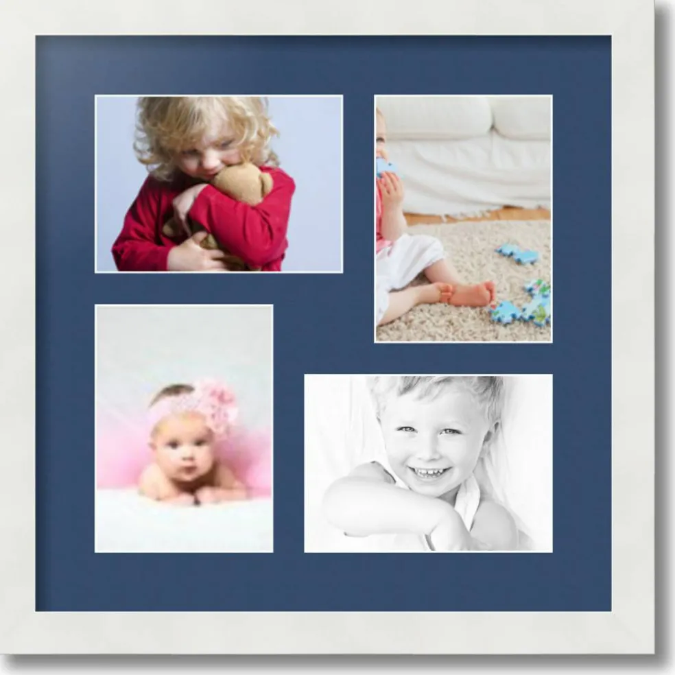 ArtToFrames Collage Photo Picture Frame with 4 - 5x7 inch Openings, Framed in White with Over 62 Mat Color Options and Plexi Glass (CSM-3966-179)