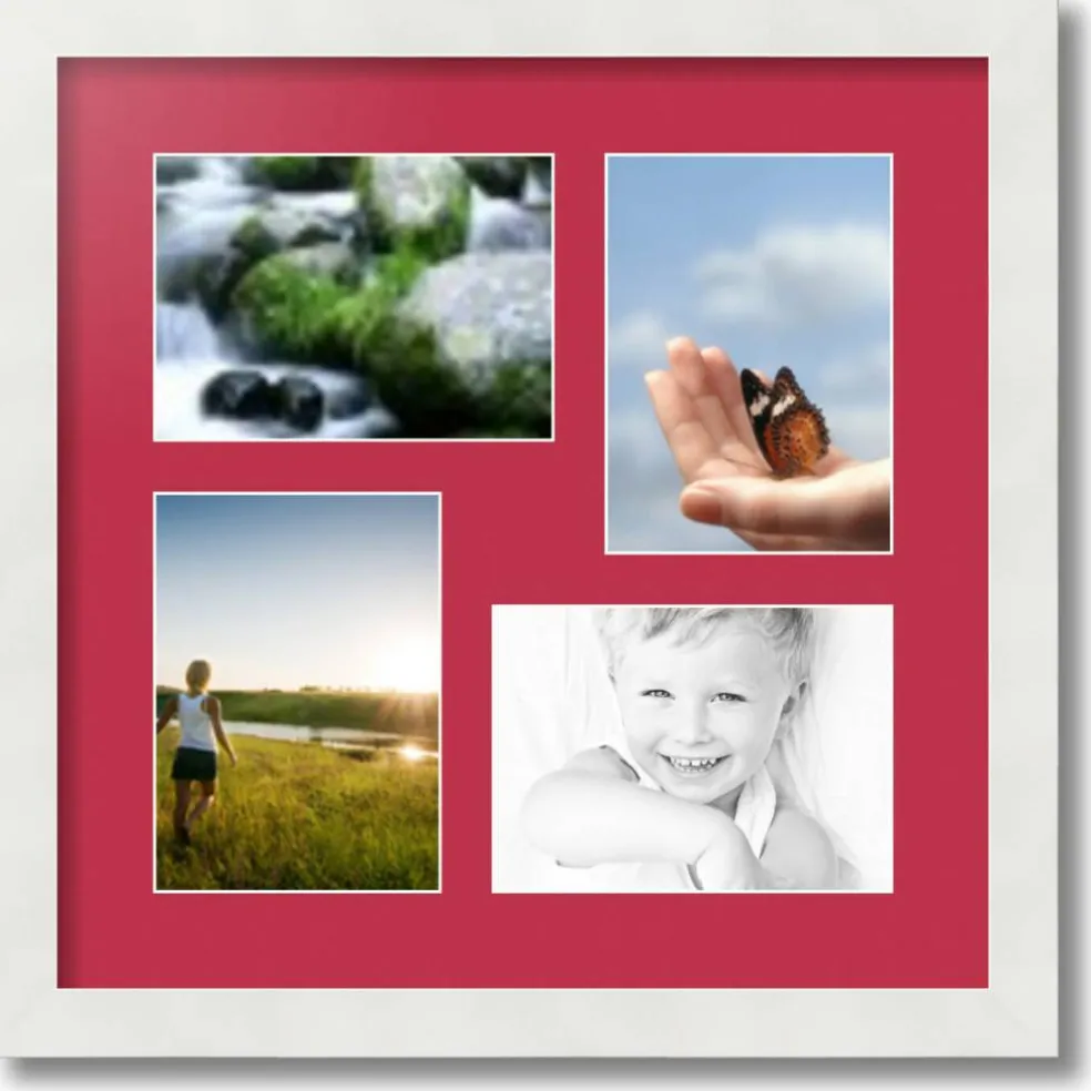 ArtToFrames Collage Photo Picture Frame with 4 - 5x7 inch Openings, Framed in White with Over 62 Mat Color Options and Plexi Glass (CSM-3966-179)