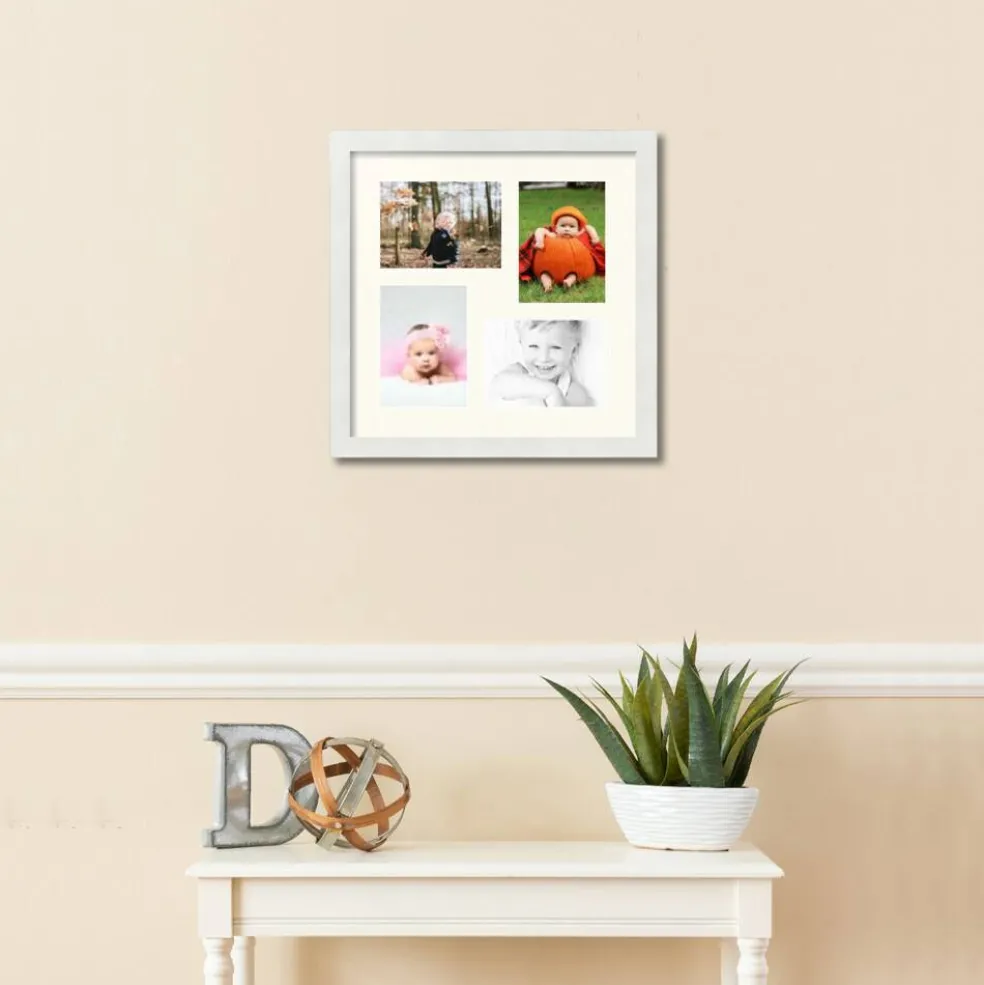 ArtToFrames Collage Photo Picture Frame with 4 - 5x7 inch Openings, Framed in White with Over 62 Mat Color Options and Plexi Glass (CSM-3966-179)