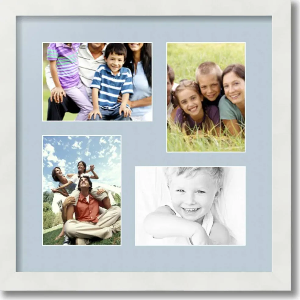 ArtToFrames Collage Photo Picture Frame with 4 - 5x7 inch Openings, Framed in White with Over 62 Mat Color Options and Plexi Glass (CSM-3966-179)