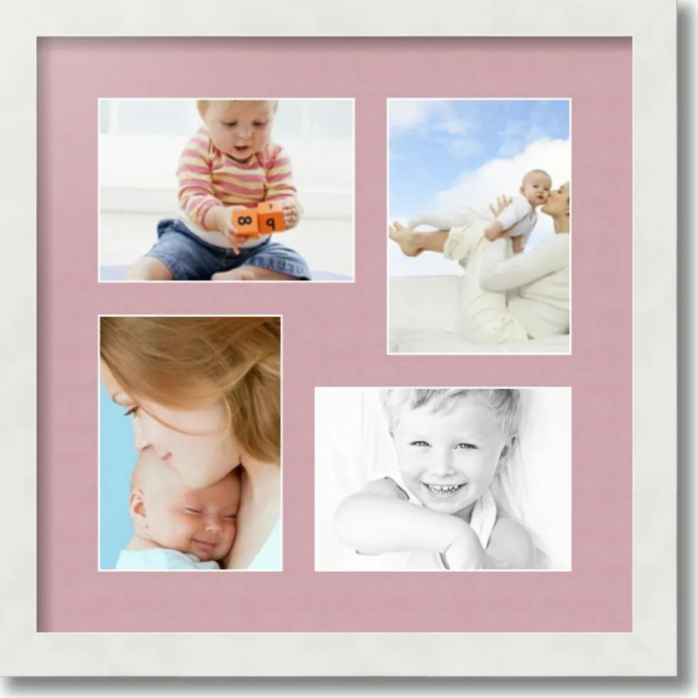 ArtToFrames Collage Photo Picture Frame with 4 - 5x7 inch Openings, Framed in White with Over 62 Mat Color Options and Plexi Glass (CSM-3966-179)