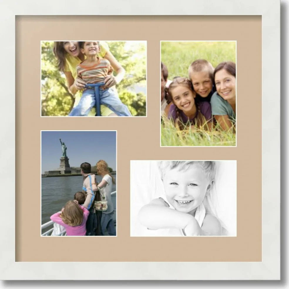 ArtToFrames Collage Photo Picture Frame with 4 - 5x7 inch Openings, Framed in White with Over 62 Mat Color Options and Plexi Glass (CSM-3966-179)