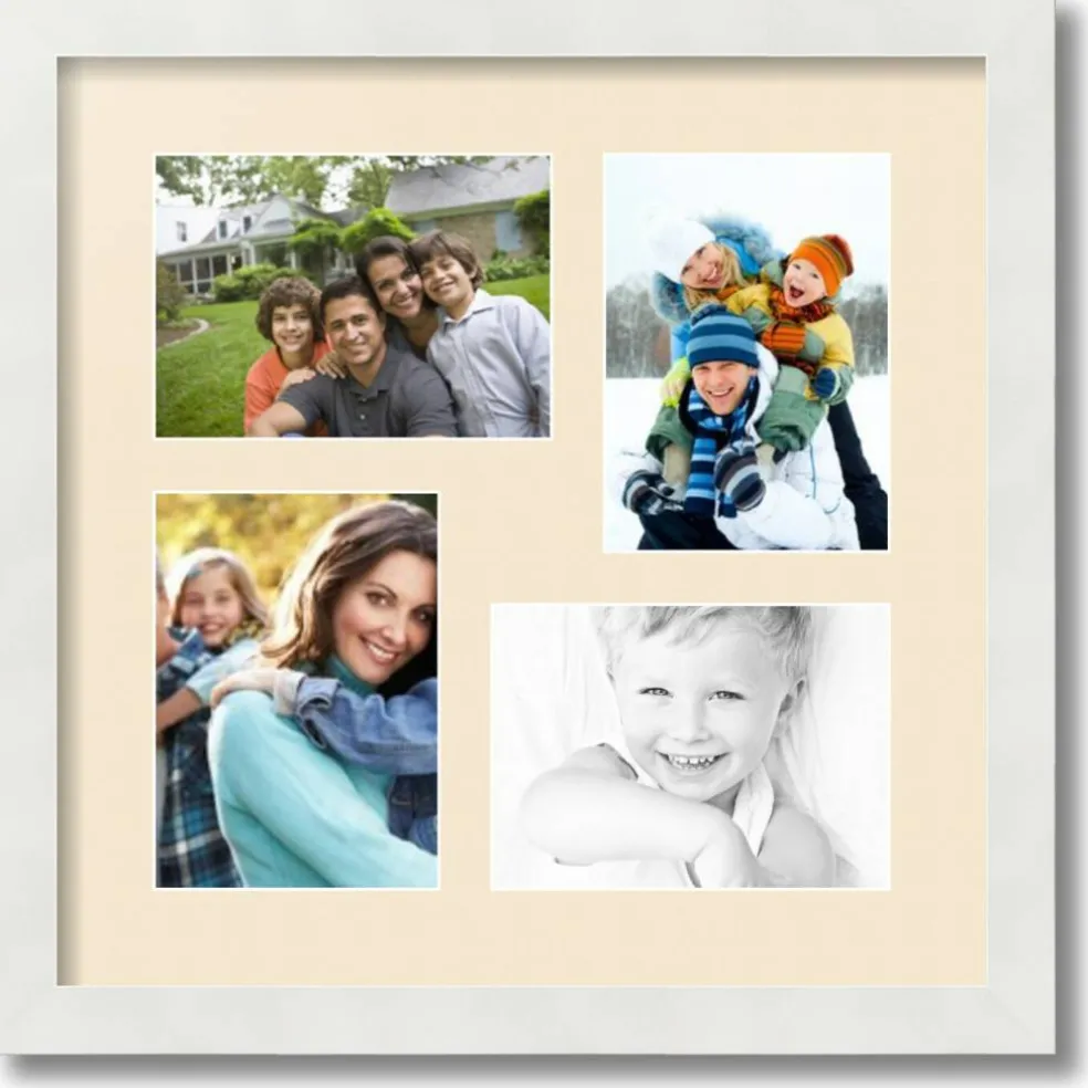 ArtToFrames Collage Photo Picture Frame with 4 - 5x7 inch Openings, Framed in White with Over 62 Mat Color Options and Plexi Glass (CSM-3966-179)