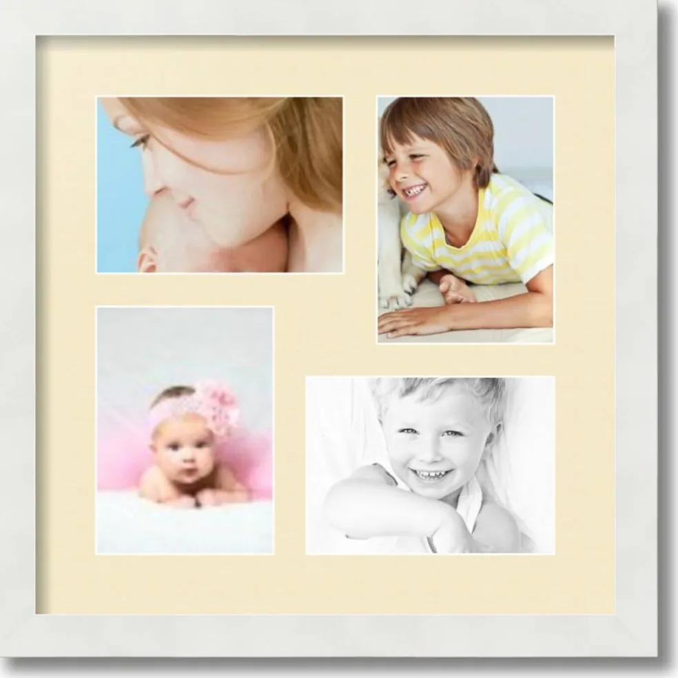 ArtToFrames Collage Photo Picture Frame with 4 - 5x7 inch Openings, Framed in White with Over 62 Mat Color Options and Plexi Glass (CSM-3966-179)
