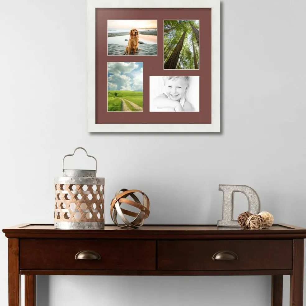 ArtToFrames Collage Photo Picture Frame with 4 - 5x7 inch Openings, Framed in White with Over 62 Mat Color Options and Plexi Glass (CSM-3966-179)