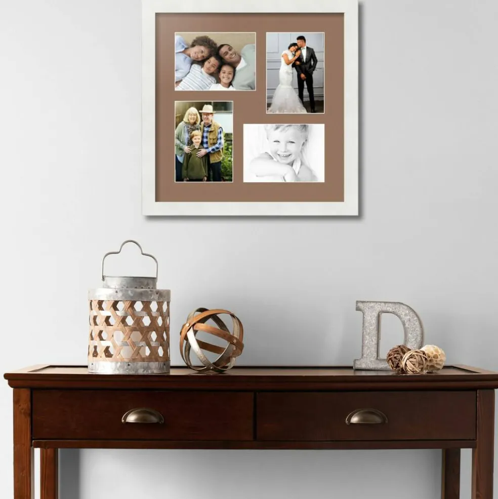 ArtToFrames Collage Photo Picture Frame with 4 - 5x7 inch Openings, Framed in White with Over 62 Mat Color Options and Plexi Glass (CSM-3966-179)
