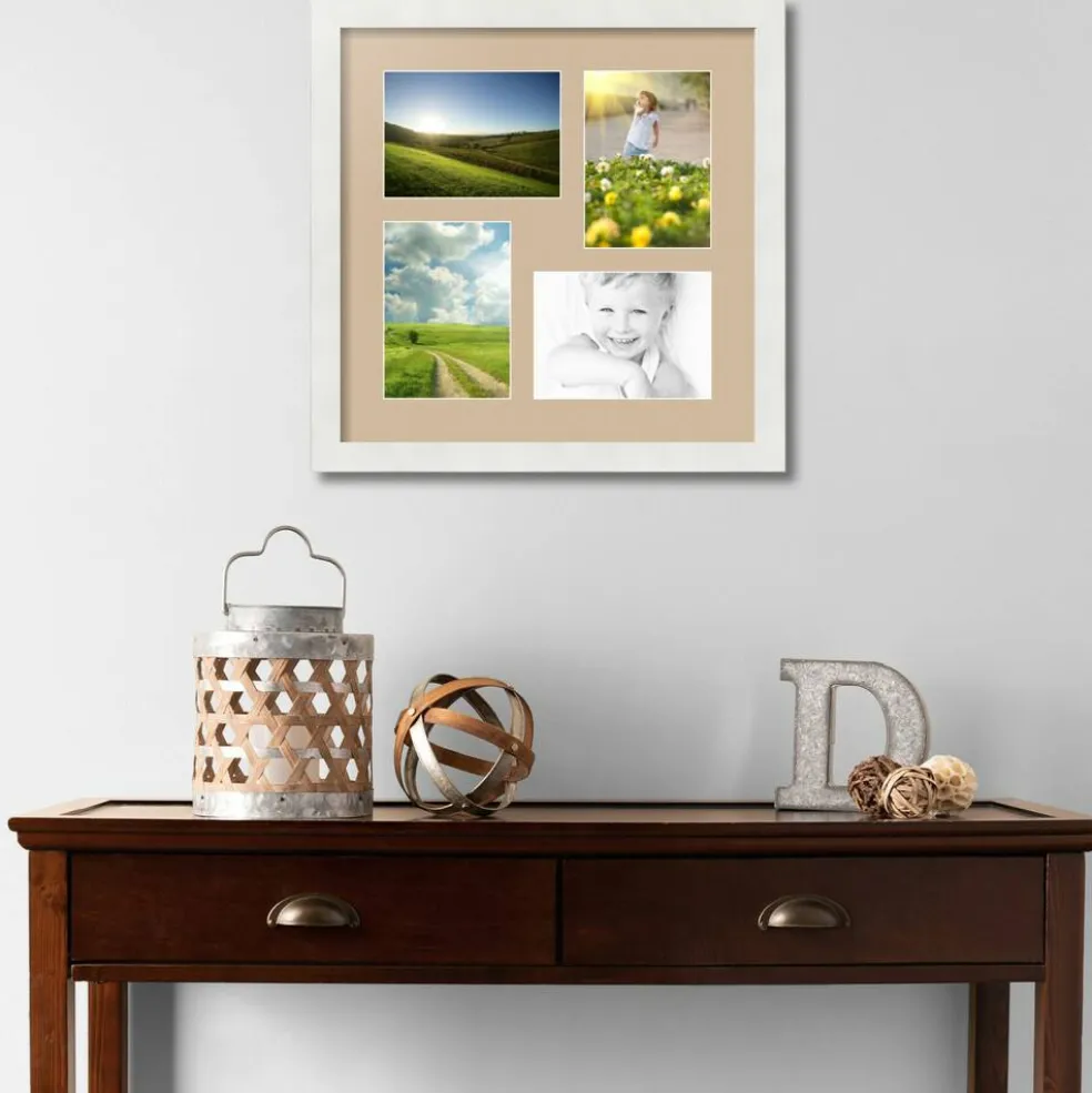 ArtToFrames Collage Photo Picture Frame with 4 - 5x7 inch Openings, Framed in White with Over 62 Mat Color Options and Plexi Glass (CSM-3966-179)