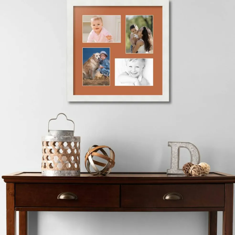 ArtToFrames Collage Photo Picture Frame with 4 - 5x7 inch Openings, Framed in White with Over 62 Mat Color Options and Plexi Glass (CSM-3966-179)