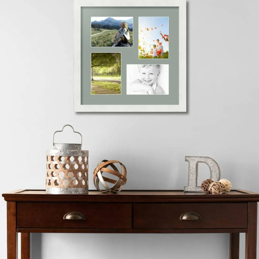 ArtToFrames Collage Photo Picture Frame with 4 - 5x7 inch Openings, Framed in White with Over 62 Mat Color Options and Plexi Glass (CSM-3966-179)